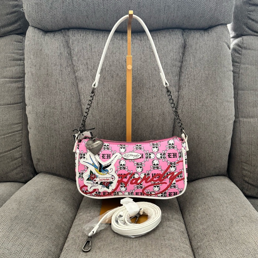 Ed Hardy Pink Skull Shoulder Bag • Y2K Tattoo Style • NWT - Picture 13 of 13